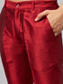 Vastramay Men's Maroon Zari Weaved Jacket With Kurta Pant Set