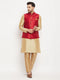 Vastramay Men's Maroon Zari Weaved Jacket With Kurta Pant Set