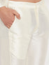 Vastramay Men's Cream Printed Ethnic Jacket With Cream Silk Blend Kurta and Pant Style Pyjama Set