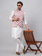 Vastramay Men's Multicolor Printed Ethnic Jacket With White Cotton Blend Kurta and Pyjama Set