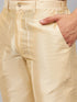Vastramay Men's Coffee Jacket With Gold Kurta And Pant Set