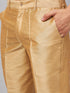 Vastramay Men's Coffee Jacket With Rose Gold Kurta And Pant Set