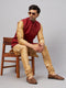 Vastramay Men's Maroon Jacket With Rose Gold Kurta And Pyjama Set