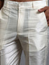 Vastramay Men's Grey Embellished Jacket with Cream Kurta Pant Set