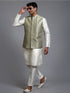 Vastramay Men's Mehndi Green Embellished Jacket