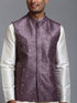 Vastramay Men's Purple Embellished Jacket with Cream Kurta Pant Set
