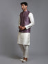 Vastramay Men's Purple Embellished Jacket with Cream Kurta Pant Set