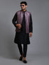 Vastramay Men's Purple Embellished Jacket with Black Kurta Pant Set