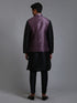 Vastramay Men's Purple Embellished Jacket with Black Kurta Pant Set