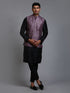 Vastramay Men's Purple Embellished Jacket with Black Kurta Pant Set
