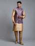 Vastramay Men's Purple Embellished Jacket with Rose Gold Kurta Pant Set