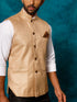 Vastramay Men's Beige Woven Nehru Jacket