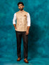 Vastramay Men's Beige Woven Nehru Jacket