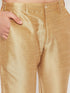 Vastramay Men's Black Ethnic Jacket With Rose Gold Silk Blend Kurta and Pant Style Pyjama Set