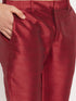 Vastramay Men's Maroon Woven Ethnic Jacket, Yellow Kurta and Maroon Pant Style Pyjama Set