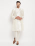 Vastramay Men's Cream Cotton Silk Blend Kurta and Pant Style Pyjama Set
