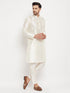 Vastramay Men's Cream Cotton Silk Blend Kurta and Pant Style Pyjama Set