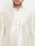 Vastramay Men's Cream Cotton Silk Blend Kurta and Maroon Pant Style Pyjama Set