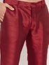 Vastramay Men's Cream Cotton Silk Blend Kurta and Maroon Pant Style Pyjama Set