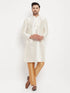 Vastramay Men's Cream Cotton Silk Blend Kurta and Rose Gold Pant Style Pyjama Set