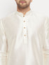 Vastramay Men's Cream Cotton Silk Blend Kurta and Rose Gold Pant Style Pyjama Set