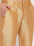 Vastramay Men's Cream Cotton Silk Blend Kurta and Rose Gold Pant Style Pyjama Set