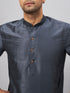 Vastramay Men's Grey Cotton Silk Blend Kurta and Cream Pant Set