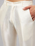 Vastramay Men's Grey Cotton Silk Blend Kurta and Cream Pant Set
