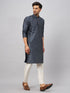 Vastramay Men's Grey Cotton Silk Blend Kurta and Cream Pant Set