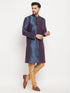 Vastramay Men's Navy Blue Zari Weaved Kurta And Pant Set