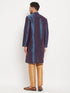 Vastramay Men's Navy Blue Zari Weaved Kurta And Pant Set
