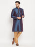 Vastramay Men's Navy Blue Zari Weaved Kurta And Pant Set