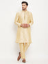 Vastramay Men's Gold Zari Weaved Kurta And Pant Set