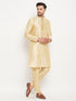 Vastramay Men's Gold Zari Weaved Kurta And Pant Set