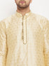 Vastramay Men's Gold Zari Weaved Kurta And Pant Set