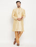 Vastramay Men's Gold Zari Weaved Kurta And Pant Set