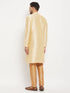 Vastramay Men's Gold Zari Weaved Kurta And Pant Set