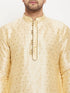 Vastramay Men's Gold Zari Weaved Kurta And Pant Set