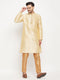 Vastramay Men's Gold Zari Weaved Kurta And Pant Set