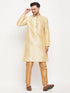 Vastramay Men's Gold Zari Weaved Kurta And Pant Set