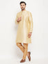 Vastramay Men's Gold Zari Weaved Kurta And Pant Set