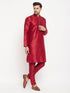 Vastramay Men's Maroon Zari Weaved Kurta And Pant Set