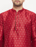 Vastramay Men's Maroon Zari Weaved Kurta And Pant Set