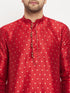 Vastramay Men's Maroon Zari Weaved Kurta And Pant Set