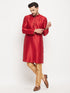 Vastramay Men's Maroon Zari Weaved Kurta And Pant Set