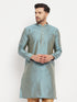 Vastramay Men's Aqua Blue Silk Blend Kurta