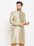 Vastramay Men's Beige Silk Blend Kurta