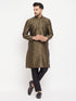Vastramay Men's Black Silk Blend Kurta and Black Pant Style Pyjama Set