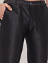 Vastramay Men's Black Silk Blend Kurta and Black Pant Style Pyjama Set