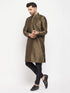 Vastramay Men's Black Silk Blend Kurta and Black Pant Style Pyjama Set